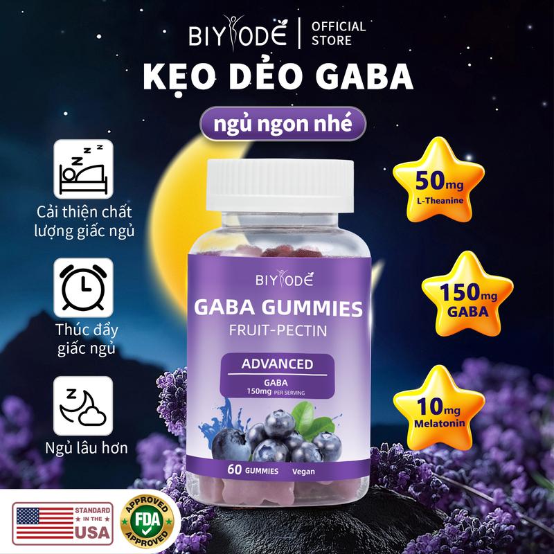 [24H]  BIYOED SLEEP DEEP Kẹo Dẻo Ngủ Không Đường 150mg GABA + Vitamin B Complex + Natri Magiê + Melatonin, Hỗ Trợ Ngủ Sâu, 60 Viên, Khuyến Mãi Giới Hạn, Còn 100 Chai, Giúp Ngủ Dễ Dàng và Hỗ Trợ Thải Độc Phổi,candysleep, Melatonin thải  độc