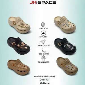 SANDALID Sol Tebal 5.5cm Sandal Baim Wanita Terbaru EVA Premium Desain Kodok Lucu Wedges Karet Dual Color Nyaman & Stylish Size 36-41