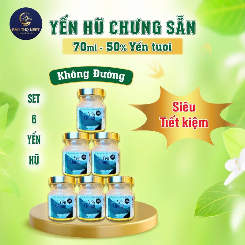  COMBO Yến hũ KHÔNG ĐƯỜNG tiện lợi chưng sẵn 50% yến tươi  70ML  