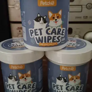 Petcho Tisu Pembersih Telinga Hewan Peliharaan Tisu Pembersih Mata Kucing Membersihkan Mata Dan Telinga Kucing Dan Anjing Membersihkan Kotoran Telinga Dengan Cepat 130/200 PCS