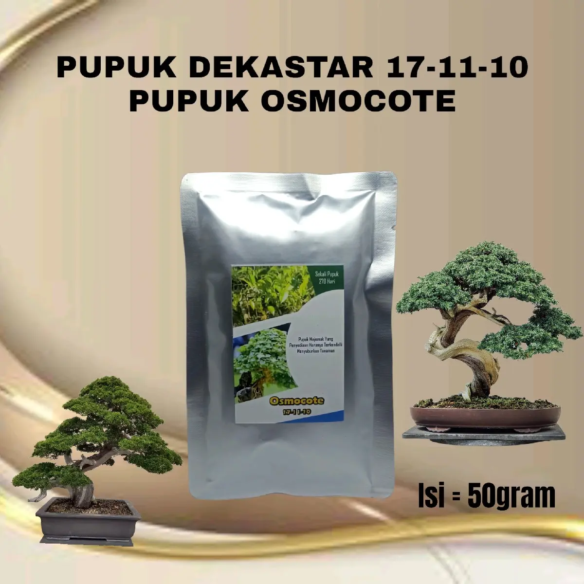 Pupuk Dekastar 17 11 10 Pupuk Osmocote Pupuk Tanaman Bonsai Anggrek Alocasia Aglonema  50gram Kalium