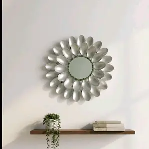 Kaca Dinding Bunga Silver untuk Dekorasi Rumah Modern dan Elegan