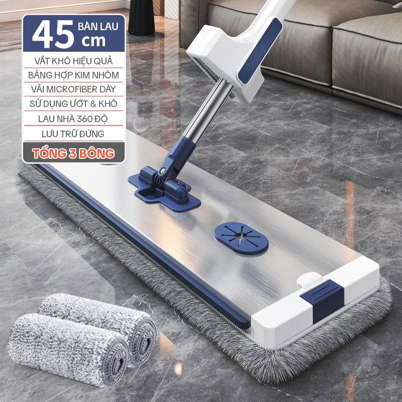 Cây Lau Nhà Tự Vắt KITIMOP KTM-45, Chổi Lau Nhà Tự Vắt Thông Minh Xoay 360 Độ (KHÔNG KÈM XÔ)