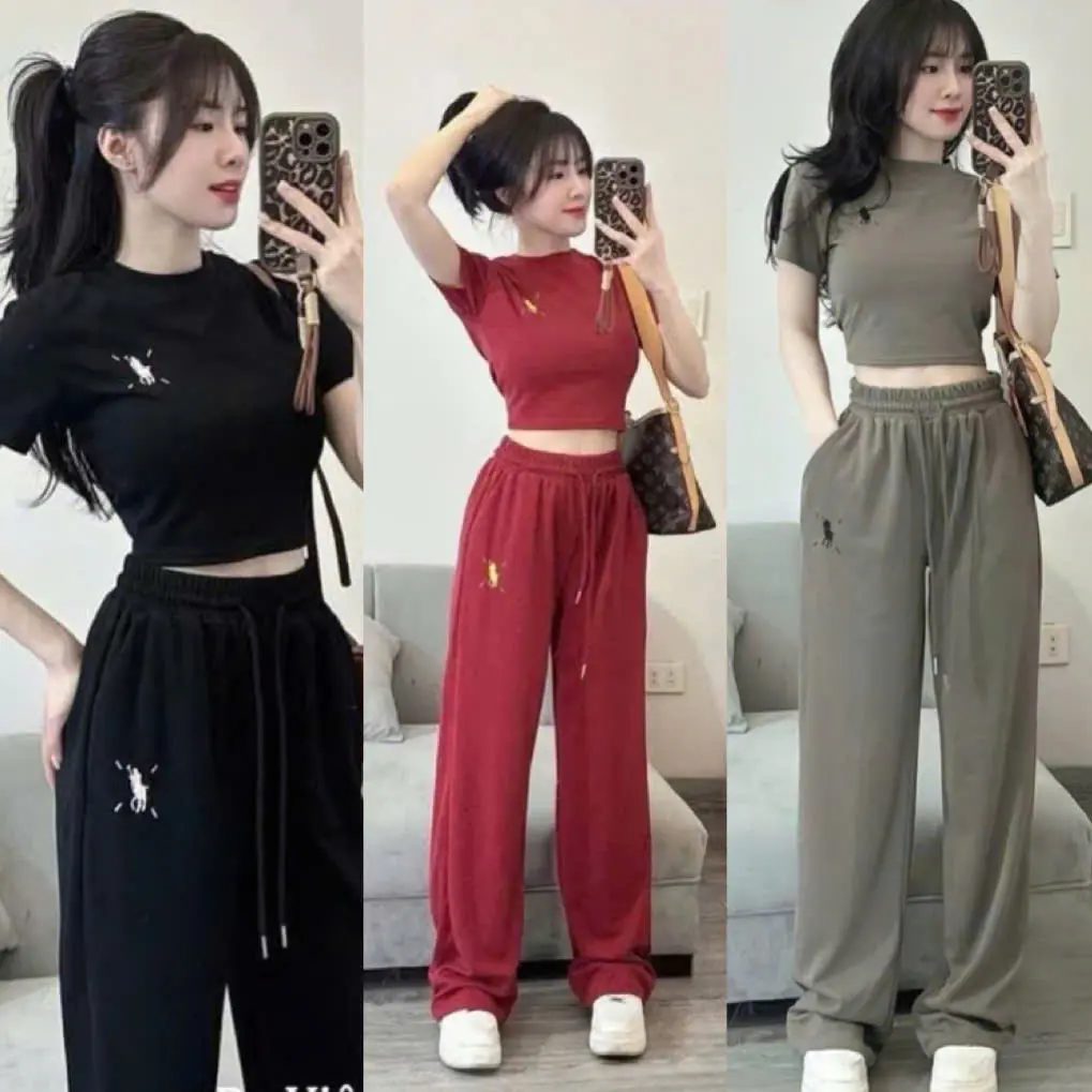 Sét Bộ Croptop Nữ Giới Size 38-65kg Chất Vải Thun Gân Thoáng Mát Phù Hợp Cho Mùa Hè Tôn Vóc Dáng Thoải Mái | BigBuy360 - bigbuy360.vn