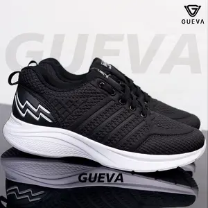 Gueva Sepatu Hitam Sneakers Kerja Sekolah New Sport 062 Pria Wanita Outdoor Running Jogging Ringan Nyaman Size 36-43 Bisa COD