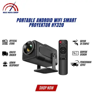 HY320 Portable Android WiFi Smart Proyektor 390 ANSI Lumens Bioskop Bluetooth