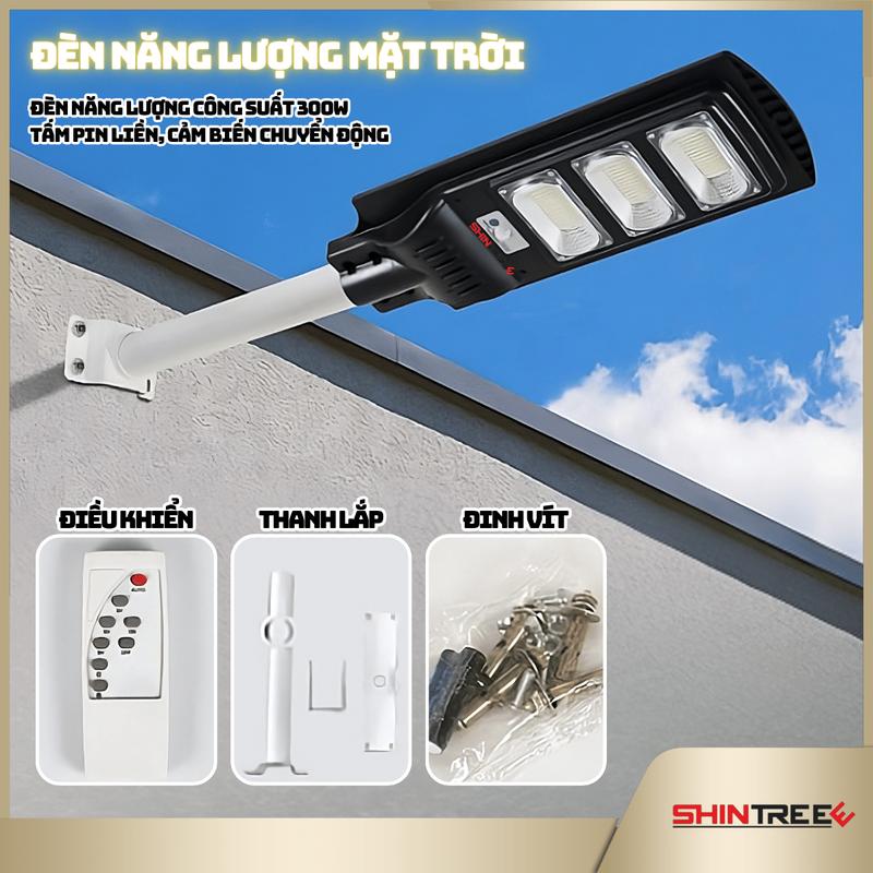 Đèn Năng Lượng Mặt Trời 300W – Đèn Chiếu Sáng Đường Lối Đi Tấm Pin Liền Cảm Biến Chuyển Động