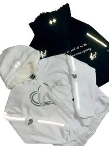 Sweater Hoodie Angel Baby Double Rosleting Zipper Sablon Puff Reflektif Menyala Bahan Fleece Tebal 280 GSM Size M L XL Kualitas Premium