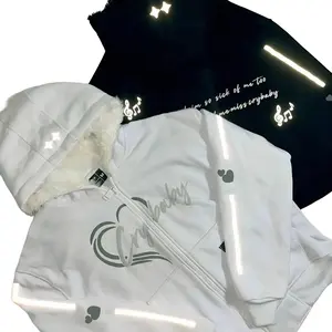 Sweater Hoodie Angel Baby Double Rosleting Zipper Sablon Puff Reflektif Menyala Bahan Fleece Tebal 280 GSM Size M L XL Kualitas Premium