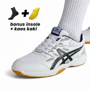 MENSIDE - Sepatu Olahraga Bulutangkis Pria Wanita Original Hitam Putih (35-45) Badminton Shoes Tosant Kode T