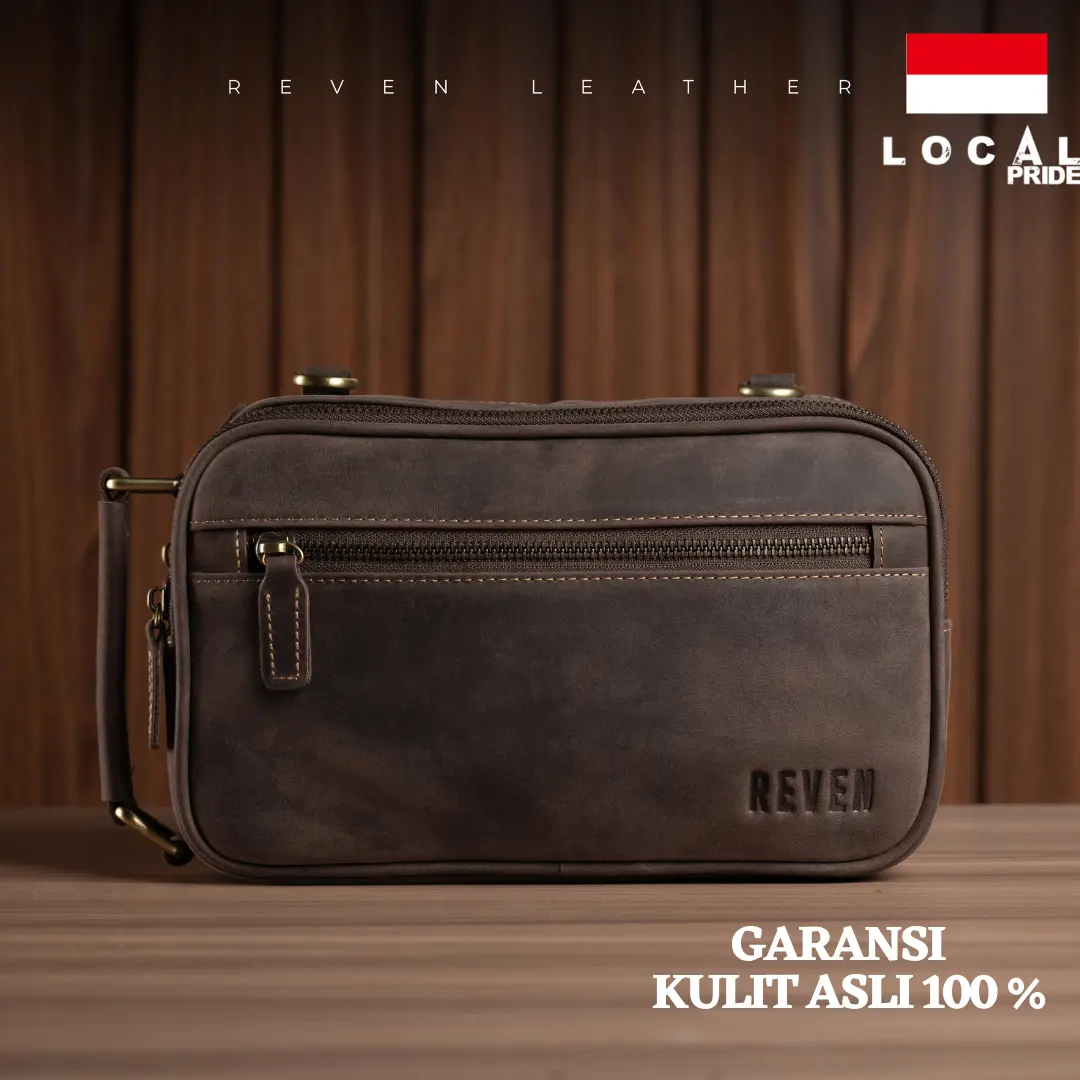 Pouch Bag Pria Kulit Asli Handbag Cowok Clutch Slingbag Leather Reven Sadewa