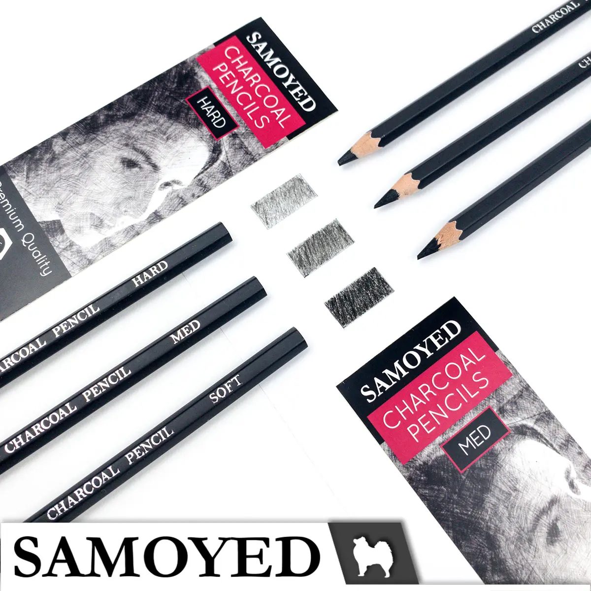 SAMOYED PCC-FV Pensil Sketsa Arang / Charcoal Sketch / Shading Pencil Soft / Med / Hard