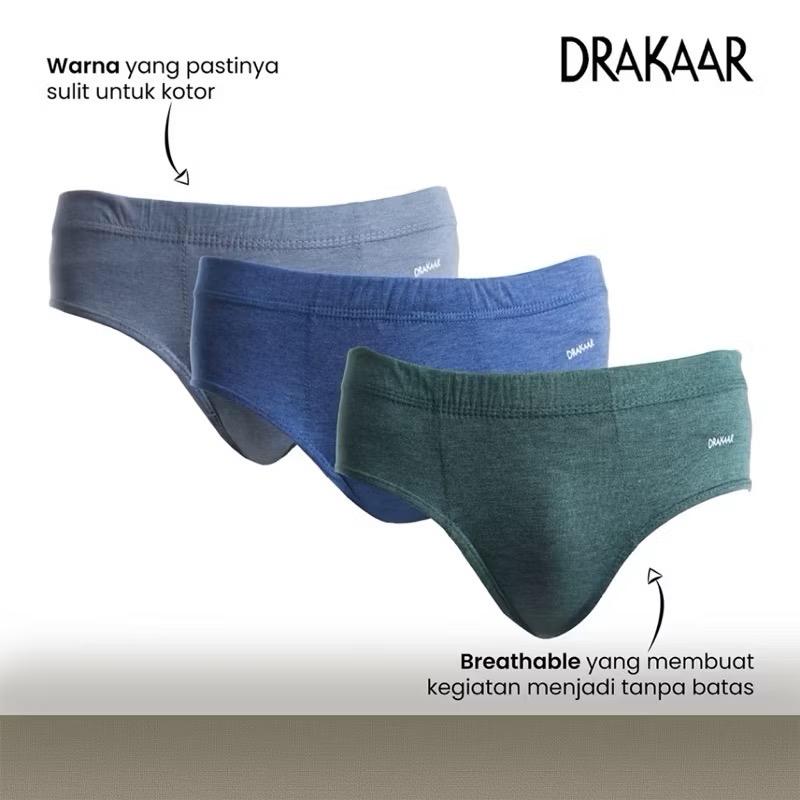 Celana Dalam Pria Drakaar 703 Bahan Katun Super Lembut Karet Anti Gatal  Cowok Segi tiga CD Pria [1 Box isi 3 Pcs] Nyaman Dewasa 2