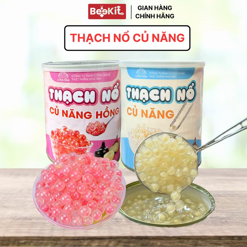  BeeKit Thạch Nổ Củ Năng Hồng Xanh Trắng - Topping Trà Sữa Giòn Dai Hấp Dẫn - 900g Lon - Sản Phẩm Của Tiệm Của Bee - Beekit 