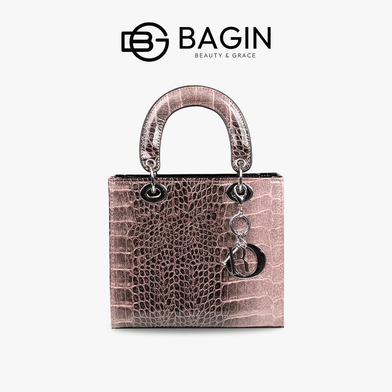 【Shop Túi Xách Nữ Bagin Dáng Vuông Da PU Cao Cấp Kim Tuyến Tặng Kèm Charm Dây Đeo gy-1064