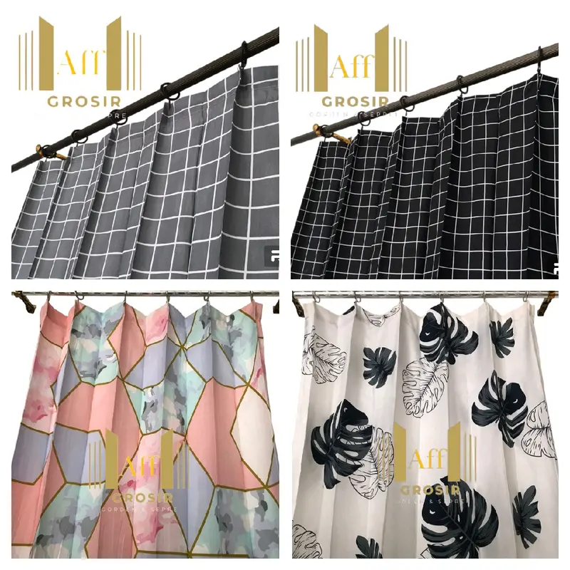 Gorden Plisket Motif untuk Pintu Jendela Tirai Estetik 1