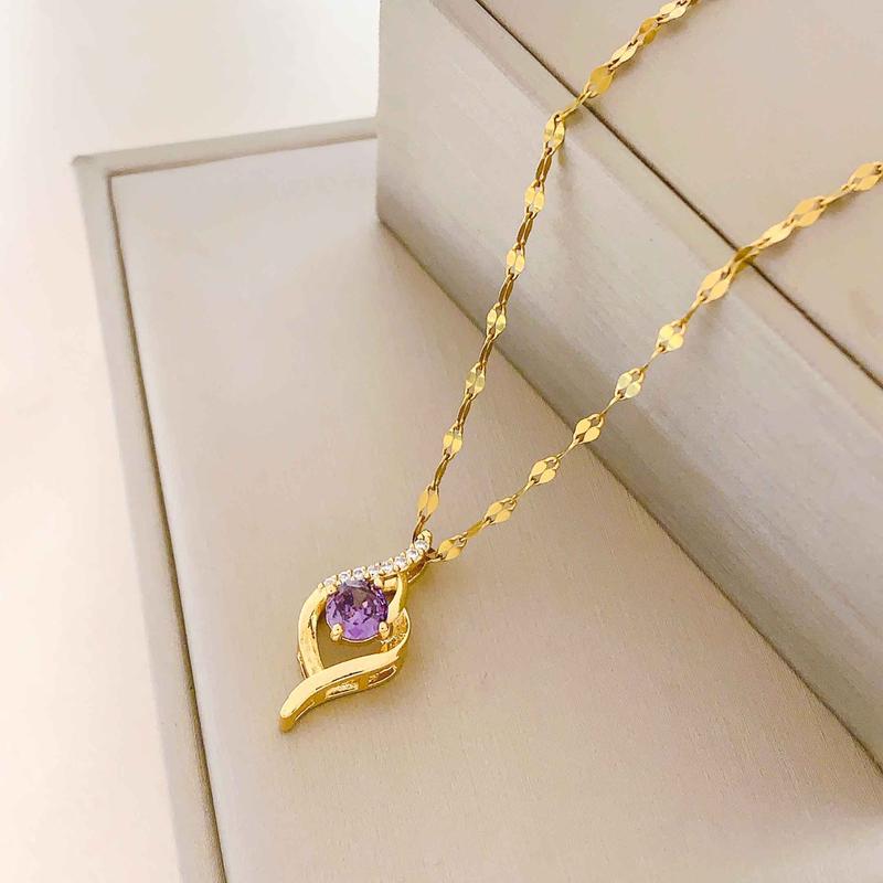  Vòng Cổ Nữ Thiết Kế Thả Hình Giọt Nước Màu Tím Dây Chuyền Xương Đòn Đơn Giản Không Phai Màu Không Đen Quà Tặng Cho Bạn Gái Mẹ Vợ Phổ Biến 