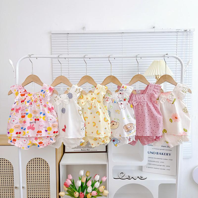 [7-13kg] Đồ bộ mặc nhà vải tôn(tole-lanh) mẫu NƠ NGỰC mềm mịn mát kiểu dáng xinh xắn đáng yêu cho Bé Gái - BTG56