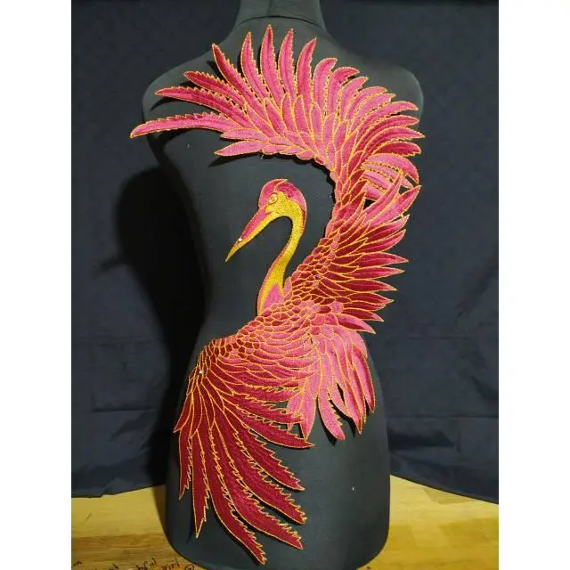 Renda bordir burung flamingo 8