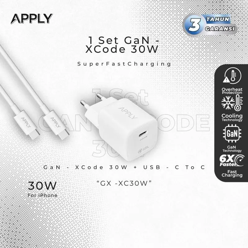 1 Set Cable C to C + Adapter 30W