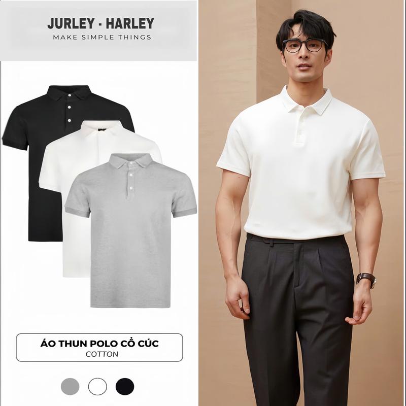 Áo Thun Polo Cleanfit Nam Nữ Cổ Cúc Form Hiện Đại Vải Cotton Cao Cấp Co Dãn 4 Chiều JURLEY