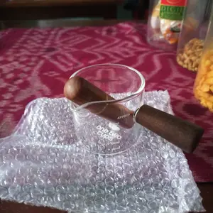 Gelas Pitcher Kaca Handle Kayu Kopi Latte Art SKM Tempat Sauce Steak