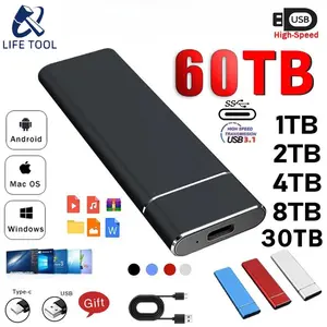 Life tool/Hard Drive Eksternal SSD Portabel 4TB 4TB Solid State Disk Eksternal USB 3.1/Hard Drive Tipe C Penyimpanan Seluler untuk PC/Laptop/Ponsel