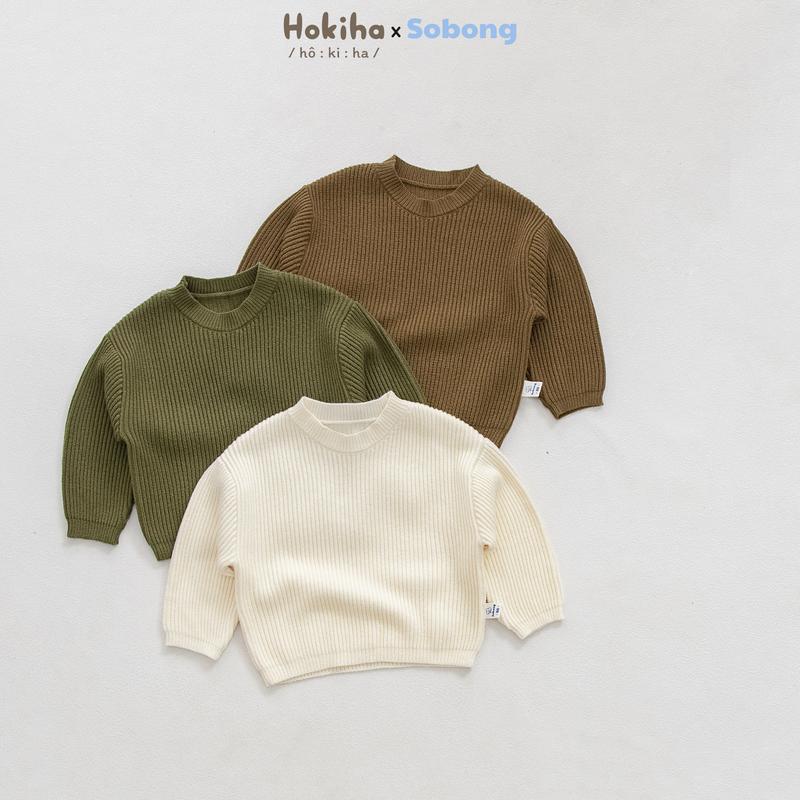 Hokiha x Sobong AL149 - Áo len trơn siêu dày dặn cho bé trai bé gái chất len tăm dày dặn ấm áp mềm mại size 9-19kg