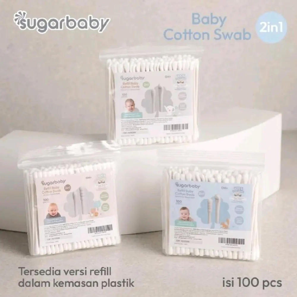 Sugar Baby Cotton Swab 2in 1 Round & Spiral Head Refill 100 pcs
