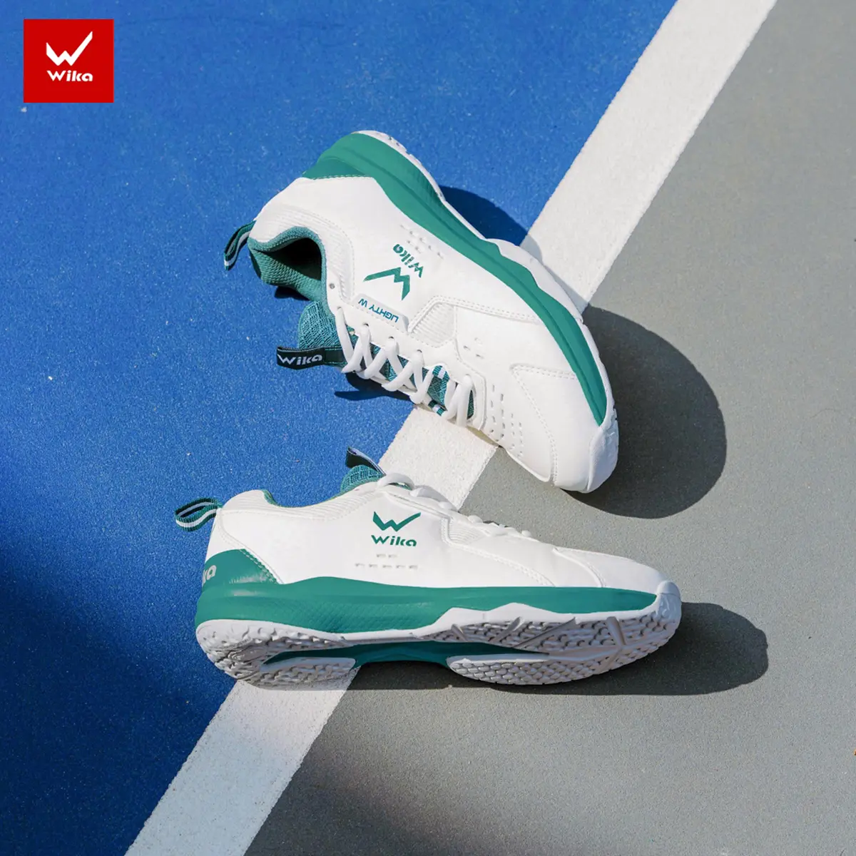 [ ĐẶT TIẾN 1 SIZE ] Giày Thể Thao Cầu Lông, Bóng Chuyền, Pickleball, Wika Maru Màu Xanh Lá Chính Hãng, Da PU Chống Xước, Đế Đệm Eva,  Phù Hợp Nam Nữ Sneaker Sport Tập Thể Dục