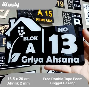 NOMOR RUMAH AKRILIK EISTETIC  BENTUK RUMAH (TAHAN SEGALA CUACA)