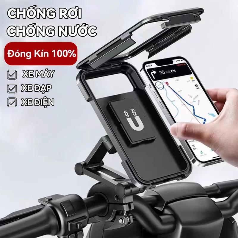 V2 Giá đỡ điện thoại mới dành cho xe máy xe đạp xe điện: Kín hoàn toàn chống nước chịu va đập màn hình cảm ứng điều chỉnh linh hoạt độ cao & góc nghiêng