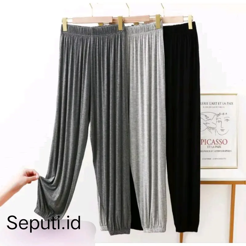 Celamis Kerut Ukuran Standar-Jumbo-3XL Celana Panjang Wanita/ Celana Santai di Rumah Rayon Serut Basic