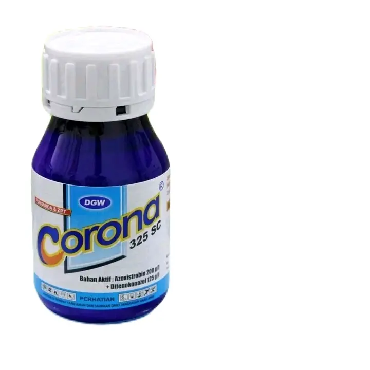 Corona 325sc adalah Fungisida & ZPT (zat pengatur tumbuh) sistemik yang bersifat preventif dan kuratif berbentuk pekatan suspensi berwarna putih krem untuk mengendalikan penyakit pada tanaman