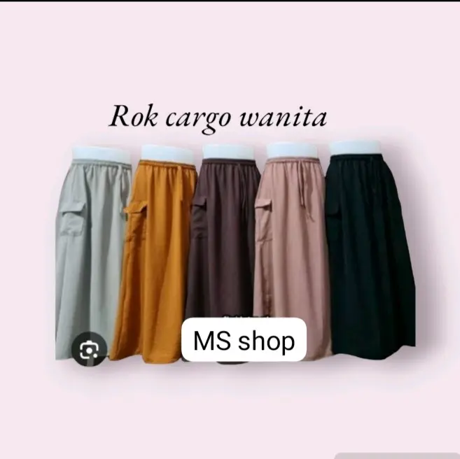 Rok Cargo Jumbo-BB 60-100 muat -Rok kantong samping-Rok crinkle airflow premium-androk wanita/bawahan 1