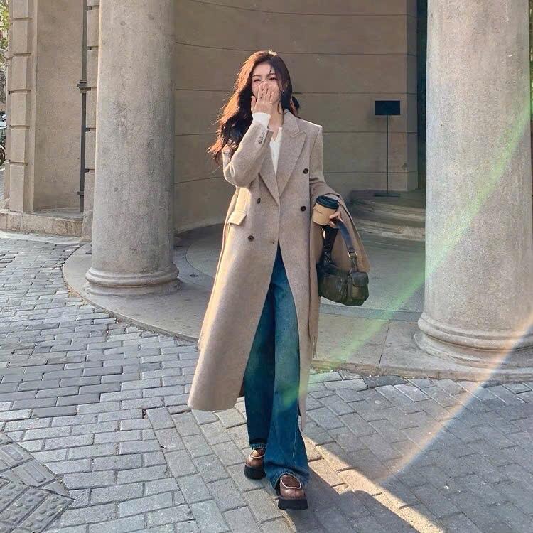 DEAL MỞ BÁN - 25890 Mangto Áo Khoác dạ dáng dài cổ vest QCCCBL25890