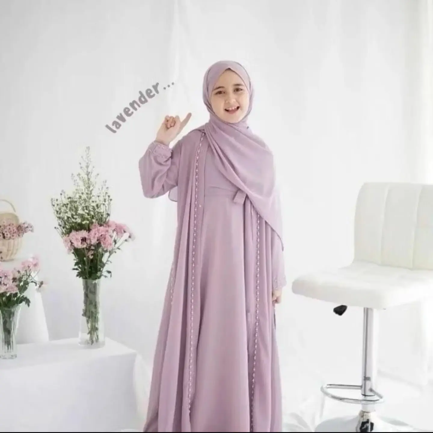 Dress Abaya Anak Remaja Tanggung Aylin Abaya Cantik Layer Plus Mutiara Gamis Muslim Syari