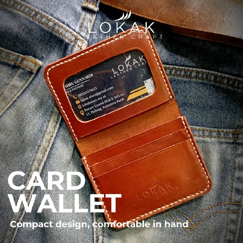 Dompet Pria dan Wanita Kulit Asli dengan Slot Window ID Card model lipat, Card Wallet Lokak – Dompet Kartu dan Uang 1