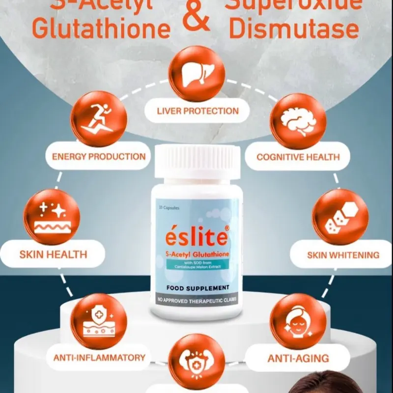 eslite glutathione fda approved S-Acetyl with SOD from Melon Extract - 8 Benefits Including Liver Protection & Immune Boosting كريم علاج الهالات السوداء