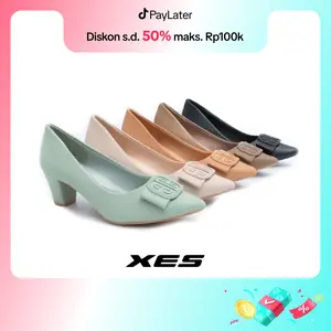 XES DITA-371R / Sepatu Kerja Wanita Pantofel black heels Shoes High