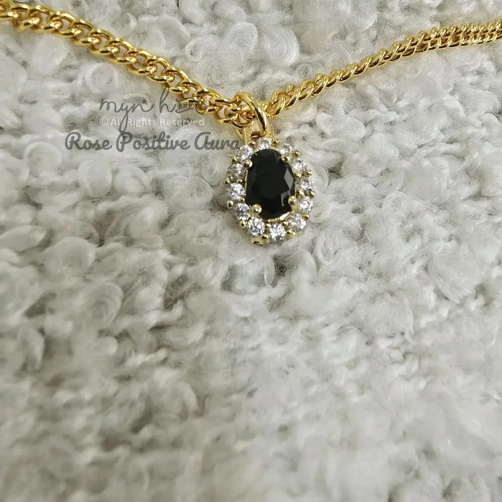 Chain set with black stone pendant. s hook come with  chop / engraved