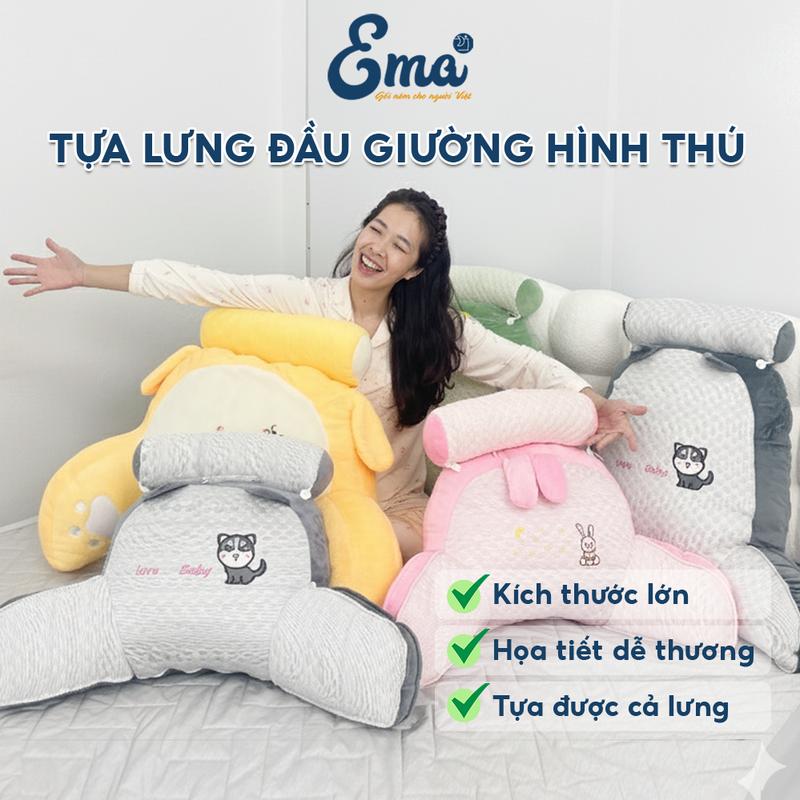 Gối Tựa Đầu Giường Hình Thú Dễ Thương Ema Chất Liệu Bông PP Cao Cấp Vỏ Nhung Siêu Mềm Đa Năng Cho Sofa Giường