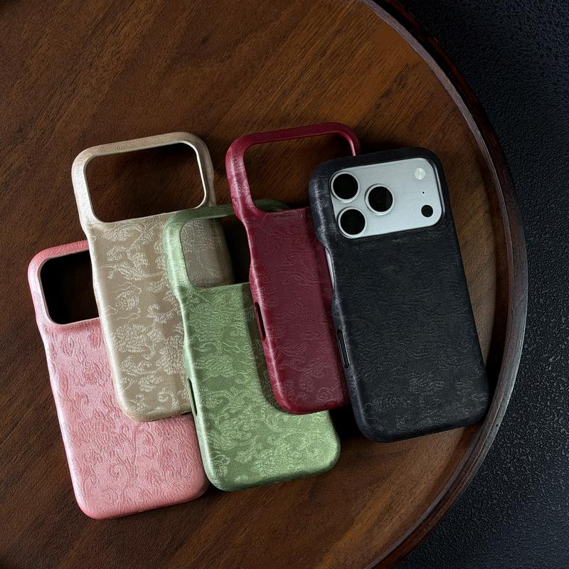 Ốp điện thoại iPhone 17 Pro Max bằng da dập nổi hoa văn Pháp nguyên bản, có kim tuyến lấp lánh, đính kim cương cao cấp, được làm thủ công hoàn toàn, bảo vệ toàn diện cho Apple 15 Pro/16 Pro/14/13.