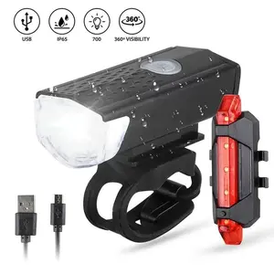 LP2255 Paket 2in1 Lampu Sepeda LED Light Depan dan Belakang Rechargeable Outdoor