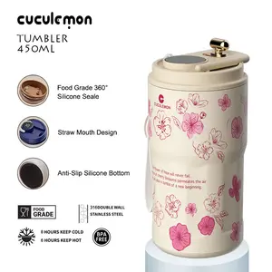 CucuLemon Digital Smart Display Coffee Tumbler 450ml tamler hot cool stainless steel tumbler coffee mug vacuum flask water bottle botol iceland botol kecil tumblr kopi gelas pendingin botol minum termos tutup wadah plastik multifungsi