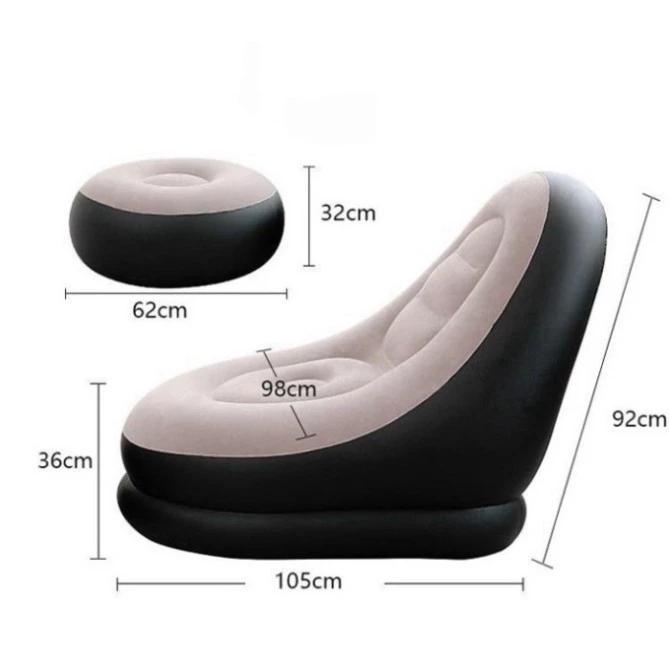 Bộ Ghế Lười Tựa Lưng Bơm Hơi, Bọc Nhung Mềm Mại 4