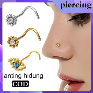 anting hidung perhiasan tubuh anting hidung titanium anti karat dan anti luntur tindik hidung asli anting hidung bunga anting hidung berlian perhiasan hidung engkol baja emas dua warna