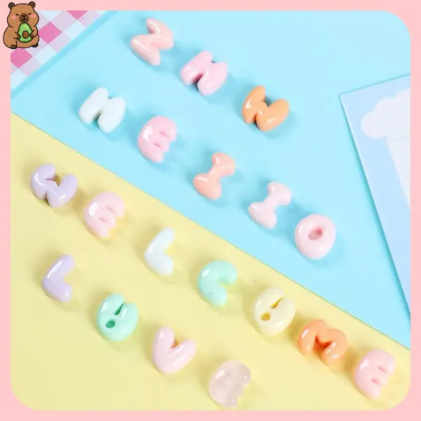 Charm Chữ Đục Mini Handmade, Trang Trí Ốp Lưng, Tiểu Cảnh, Nón Bảo Hiểm Siêu Xinh, Kèm Keo Dán - 1
