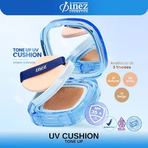 Inez BB Cushion Tahan Lama Tone Up UV Cusion Waterproof SPF35+ untuk Kulit Lebih Cerah & Tahan Lama dengan Vitamin & Rosa Roxburghii Fruit Extract