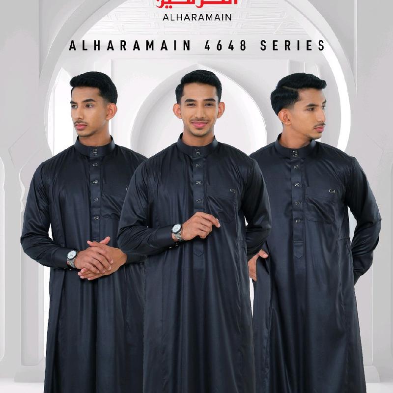 AL HARAMAIN JUBAH/GAMIS PRIA DEWASA DAN REMAJA PREMIUM IMPORT MANSET HITAM 7